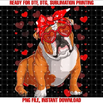 English Bulldog Lovers Valentines Day Teesenglish Bulldog Dog Hearts Glasses Valentines Day Girls Tee