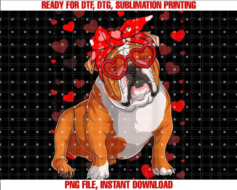 English Bulldog Lovers Valentines Day Teesenglish Bulldog Dog Hearts Glasses Valentines Day Girls Tee