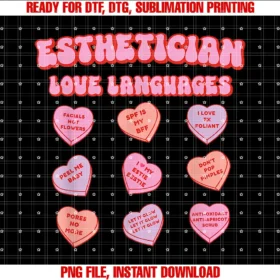 Esthetician Valentines Day Giftsretro Esthetician Love Languages Valentines Day Heart Candy Tee