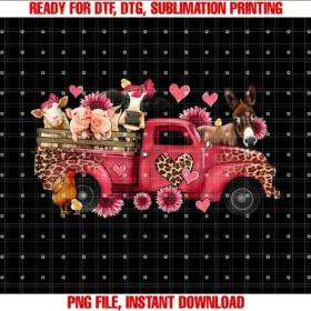 Farm Animals With Truck Valentines Day Couplesfarm Animals With Truck Valentines Day Shirts Men Women Kids Tee