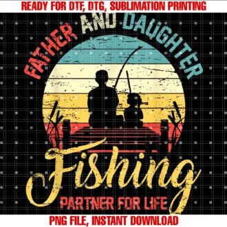 Father Daughter Fishing Partner for Life Retromatching Dad Tee