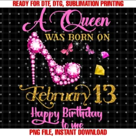 February Birthday Outfitsa Queen Was Born on February 13 13th February Birthday Tee