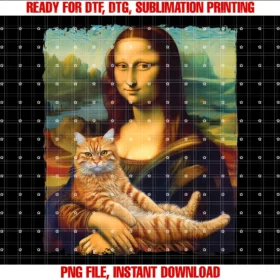 Feline Fashions Cat Apparelusamona Lisa Holding Cat Kitty for Cats Lover Cat Dad Cat Mom Tee