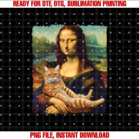 Feline Fashions Cat Apparelusamona Lisa Holding Cat Kitty for Cats Lover Cat Dad Cat Mom Tee