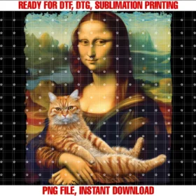 Feline Fashions Cat Apparelusamona Lisa Holding Cat Kitty for Cats Lover Cat Dad Cat Mom Tee