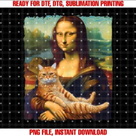Feline Fashions Cat Apparelusamona Lisa Holding Cat Kitty for Cats Lover Cat Dad Cat Mom Tee