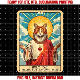 Feline Fashions Cat Apparelusawomens Funny Religious Cat Parody Kitten Kitty Tarots Card Holy Cat V Neck Tee