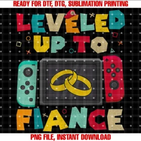 Fiance Engagement Couple Matching Teeleveled Up to Fiance Newly Engaged Couple Gaming Tee