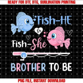 Fish He or Fish She Brother to Be Gender Revealbaby Shower Tee