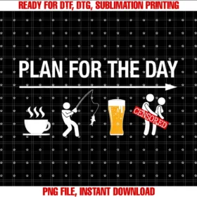 Fishing by Design Tee Companyplan for the Day Coffee Fish Beer Funny Adult Mens Fishing Tee