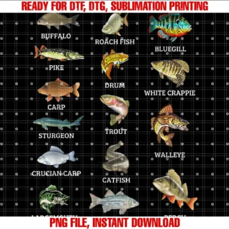 Fishing Gifts for Anglers and Fishermentypes of Freshwater Fish Species Fishing Fisherman Anglers Tee
