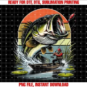 Fishing Graphic Large Mouth Bass Fisht Shirt PNG, Sublimation Design