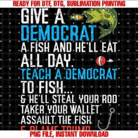 Fishing Shirts for Men Women Boys Kids Giftsgive a Democrat Fish Funny Fishing Republican Men Women Kids Tee