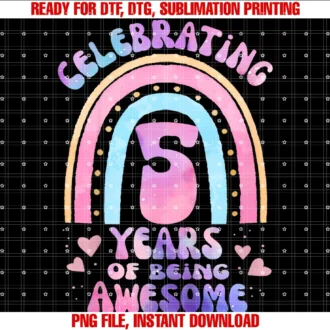 Five Year Old Girl Colorful Tie Dye Giftskids 5th Birthday Girl Tie Dye 5 Years of Being Awesome Bday Tee