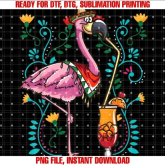 Flamingo With Mexican Cowboy Sombrero by Coconilcinco De Mayo Mexican Fiesta Drinking Flamingo Tee