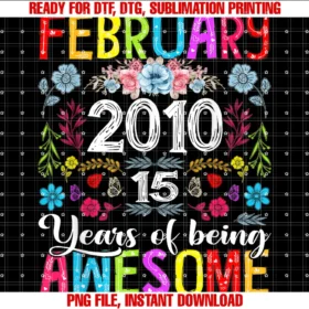 Floral February 15th Birthday Gifts for Girl Child15 Years Old February 2010 Funny Floral 15th Birthday Girls Tee