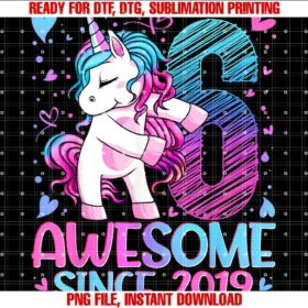 Flossing Unicorn 2025 Birthday Gifts for Girls Hh6 Year Old Unicorn Gifts for Girls 6th Birthday Girl Party Tee