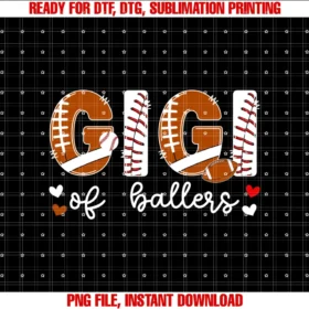 Football Baseball Gigi for Mothers Daygigi of Ballers Baseball Football Gigi Grandma Tee