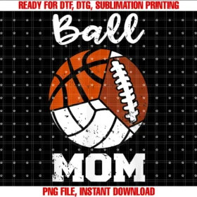 Football Basketball Volleyball Mom by Februaryball Mom Funny Football Basketball Volleyball Mom Tee
