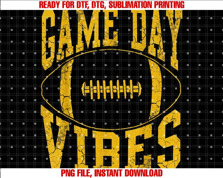 Football Game Gift Men Women Kids Couples Groupsgame Day Vibes Yellow Football Vintage Distressed Graphic Tee