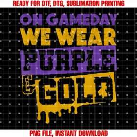 Football We Wear Purple and Gold Leopard Giftson Gameday Football We Wear Purple and Gold Leopard Tee