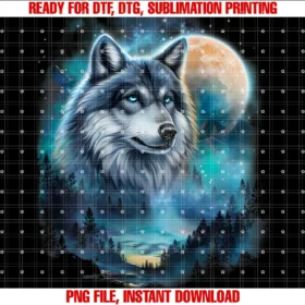 Fox Republic Designmajestic Wolf Under Moonlit Forest Sky Tee