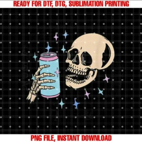 Fueled by Energy Drinks Anxiety Skull Drinkapparel PNG, Sublimation Design