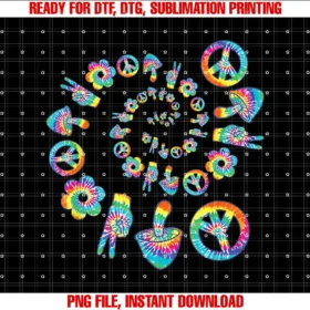 Fun Trippy Tie Dye Appareltrippy Colorful Hippie Mushroom Peace Sign Flower Spiral Tee