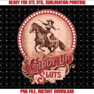 Funny Cute Sassy Western Ranch Rodeo Cowgirl Horsegiddy Up Sluts Vintage Cowgirl Country Western Barrel Racer Tee