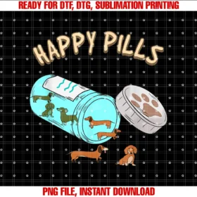 Funny Dachshund Dog Lover Happy Pills Happy Pills Dachshund Shirt Dog Lover Gift Tee