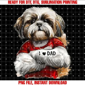 Funny Fathers Day I Love Dad Tattoo Shih Tzu Dadi Love Dad Tattoo Shih Tzu Dad Funny Fathers Day Tee