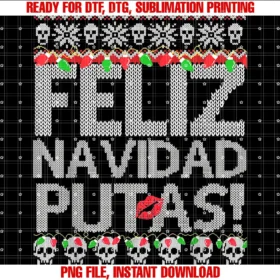 Funny Feliz Navidad Putas Tee Shirtboys Black Ugly Christmas Crew Neck Cotton 50 Polyester 50 Tee