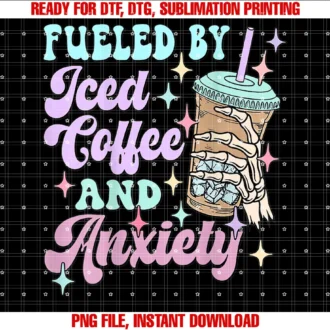 Funny Fueled by Iced Coffee and Anxiety Teefueled by Iced Coffee and Anxiety for Coffee Lover 2 Side Tee