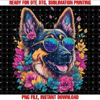 Funny German Shepherd Perfect for Women Girls Dogflower German Shepherd Spring Nature Dog Lovers for Women Tee