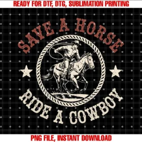 Funny Graphic Tees Women Men Kidscowboy Horseback Riding Rodeo Western Save a Horse Ride a Tee
