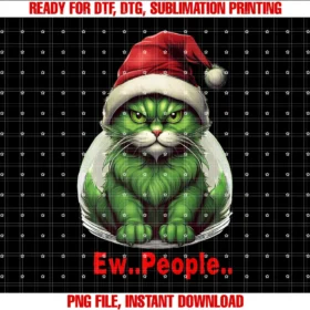 Funny Green Cat Christmas Celebration Shirtfestive Christmas Green Cat Ew People Funny Cat Tee