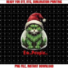 Funny Green Cat Christmas Celebration Shirtfestive Christmas Green Cat Ew People Funny Cat Tee