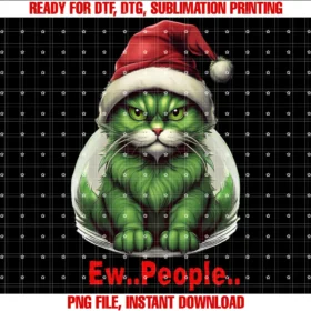 Funny Green Cat Christmas Celebration Shirtfestive Christmas Green Cat Ew People Funny Cat Tee