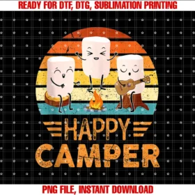 Funny Happy Marshmallow Camper Cutefor Kids Women Men Tee