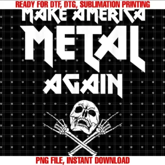 Funny Heavy Metal Music Lover Gift Designsmake America Metal Again Skull Rock and Roll Heavy Music Tee