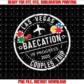 Funny Honeymoon Mode for Couple Anniversary Outfitvegas Baecation 2025 Couples Trip in Progress to Las Vegas Tee