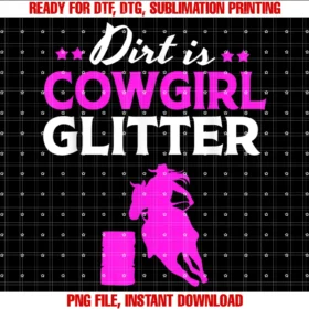 Funny Horse Barrel Racing Designs for Barrel Racerfunny Barrel Racing Horseback Dirt is Cowgirl Glitter Tee