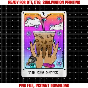 Funny Iced Coffee Lover but First Coffeethe Iced Coffee Tarot Card Funny Iced Coffee Lover Witchy Tee