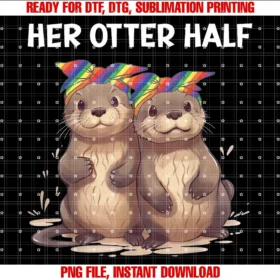 Funny Lgtb Couple Otter Designsher Otter Half Pun Cute Matching Lesbian Couple Rainbow Lgtb Tee