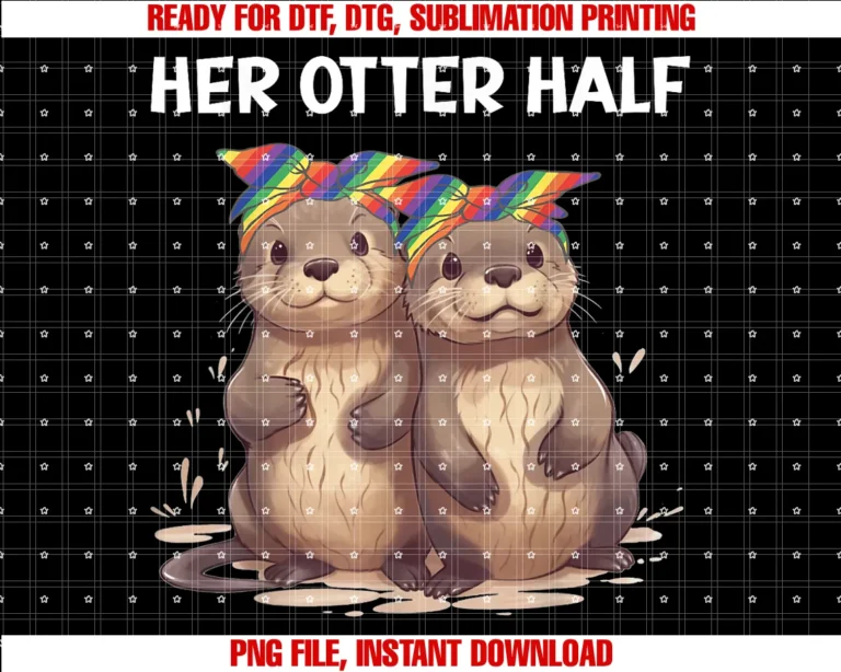 Funny Lgtb Couple Otter Designsher Otter Half Pun Cute Matching Lesbian Couple Rainbow Lgtb Tee