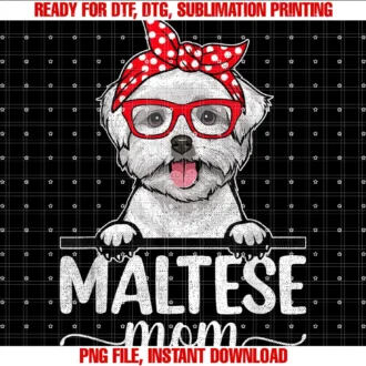 Funny Maltese Lover Gifts for Mommaltese Head Bandana Mom Women Mothers Day Dog Lover Mom Tee