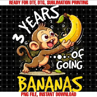 Funny Monkey 3 Years Old Theme 3rd Birthday Bananamonkey Banana Third Birthday Funny Monkey Lover for Kids Tee