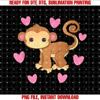 Funny Monkey Lover Gifts Girls Womencute Monkey Hearts Art Graphic Funny Rescue Monkey Pet Owner Tee