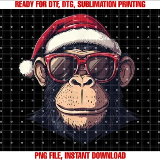 Funny Monkey Lovers Men Women Kids Xmas Pajamamonkey Santa Hat Chimpanzee Monkey Lovers Christmas Pajama Tee