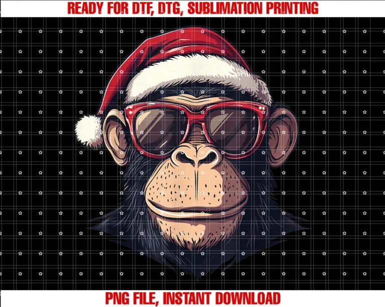 Funny Monkey Lovers Men Women Kids Xmas Pajamamonkey Santa Hat Chimpanzee Monkey Lovers Christmas Pajama Tee